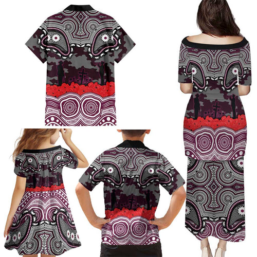 ANZAC Day Manly Warringah Sea Eagles Family Matching Puletasi and Hawaiian Shirt Military Memorial Aboriginal Indigenous Art