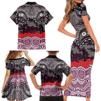 ANZAC Day Manly Warringah Sea Eagles Family Matching Short Sleeve Bodycon Dress and Hawaiian Shirt Military Memorial Aboriginal Indigenous Art