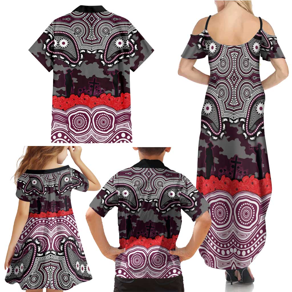 ANZAC Day Manly Warringah Sea Eagles Family Matching Summer Maxi Dress and Hawaiian Shirt Military Memorial Aboriginal Indigenous Art