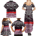 ANZAC Day Manly Warringah Sea Eagles Family Matching Summer Maxi Dress and Hawaiian Shirt Military Memorial Aboriginal Indigenous Art