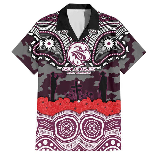 ANZAC Day Manly Warringah Sea Eagles Family Matching Summer Maxi Dress and Hawaiian Shirt Military Memorial Aboriginal Indigenous Art