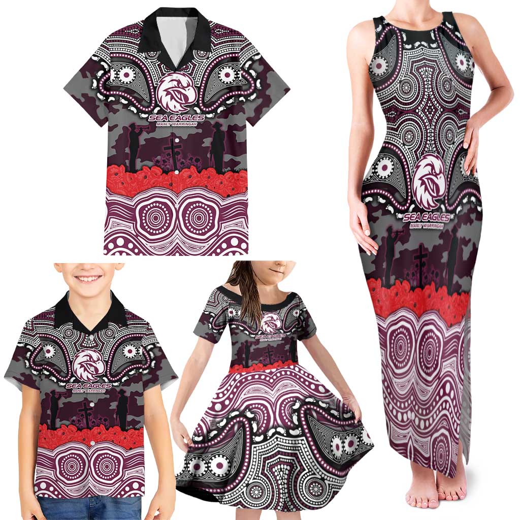 ANZAC Day Manly Warringah Sea Eagles Family Matching Tank Maxi Dress and Hawaiian Shirt Military Memorial Aboriginal Indigenous Art