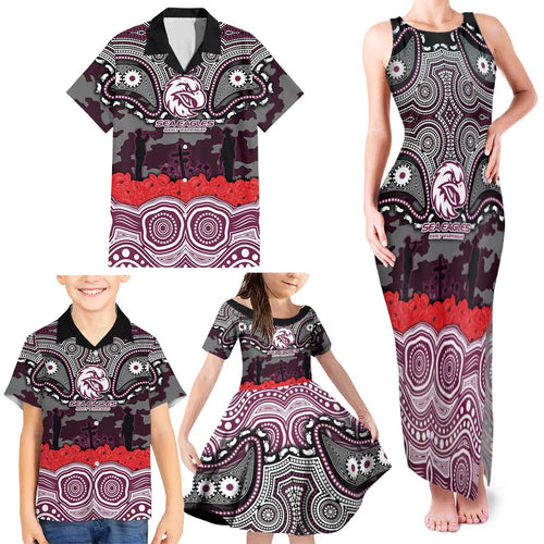 ANZAC Day Manly Warringah Sea Eagles Family Matching Tank Maxi Dress and Hawaiian Shirt Military Memorial Aboriginal Indigenous Art