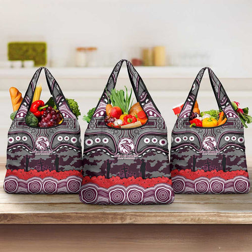 ANZAC Day Manly Warringah Sea Eagles Grocery Bag Military Memorial Aboriginal Indigenous Art