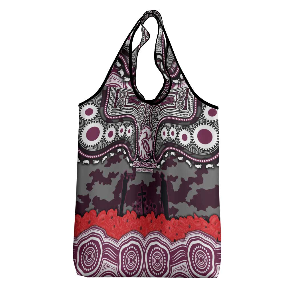ANZAC Day Manly Warringah Sea Eagles Grocery Bag Military Memorial Aboriginal Indigenous Art