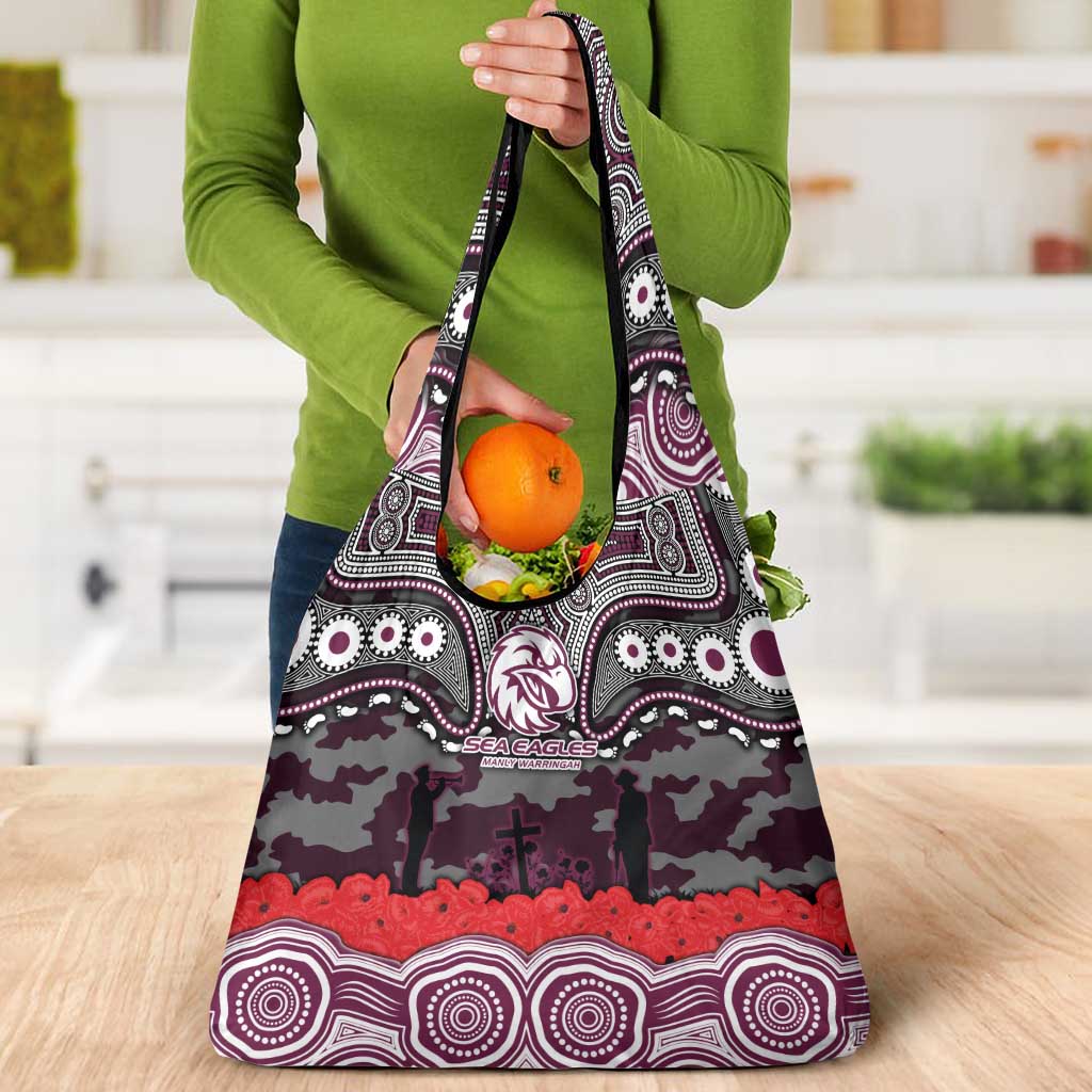 ANZAC Day Manly Warringah Sea Eagles Grocery Bag Military Memorial Aboriginal Indigenous Art