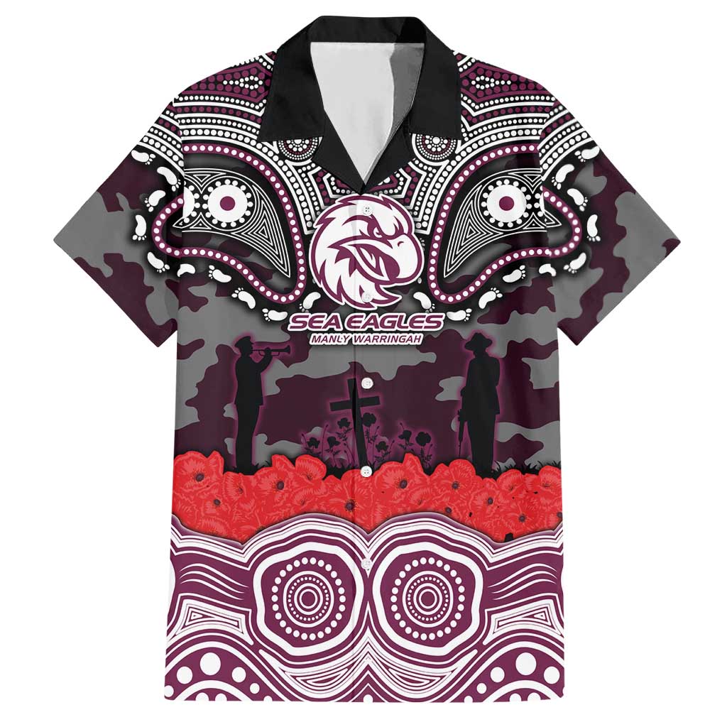 ANZAC Day Manly Warringah Sea Eagles Hawaiian Shirt Military Memorial Aboriginal Indigenous Art