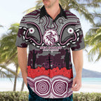 ANZAC Day Manly Warringah Sea Eagles Hawaiian Shirt Military Memorial Aboriginal Indigenous Art