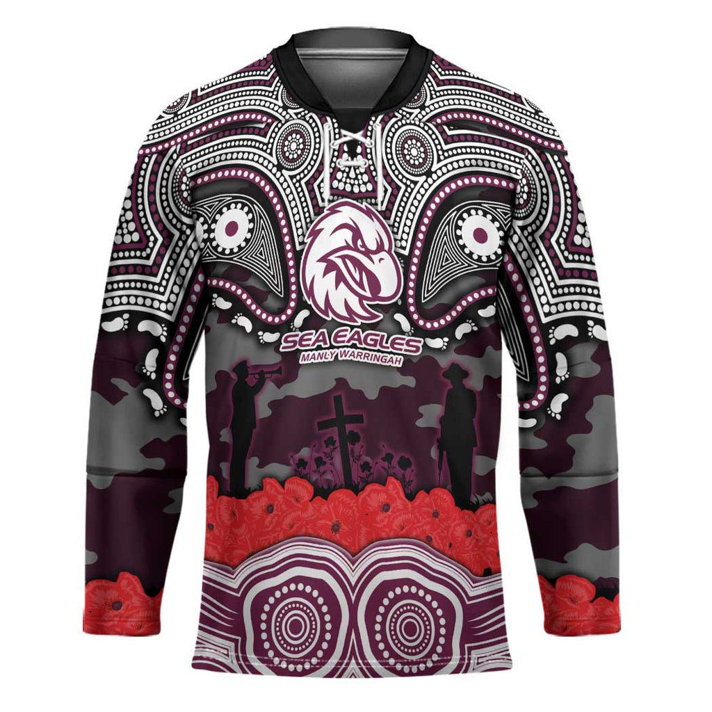 ANZAC Day Manly Warringah Sea Eagles Hockey Jersey Military Memorial Aboriginal Indigenous Art