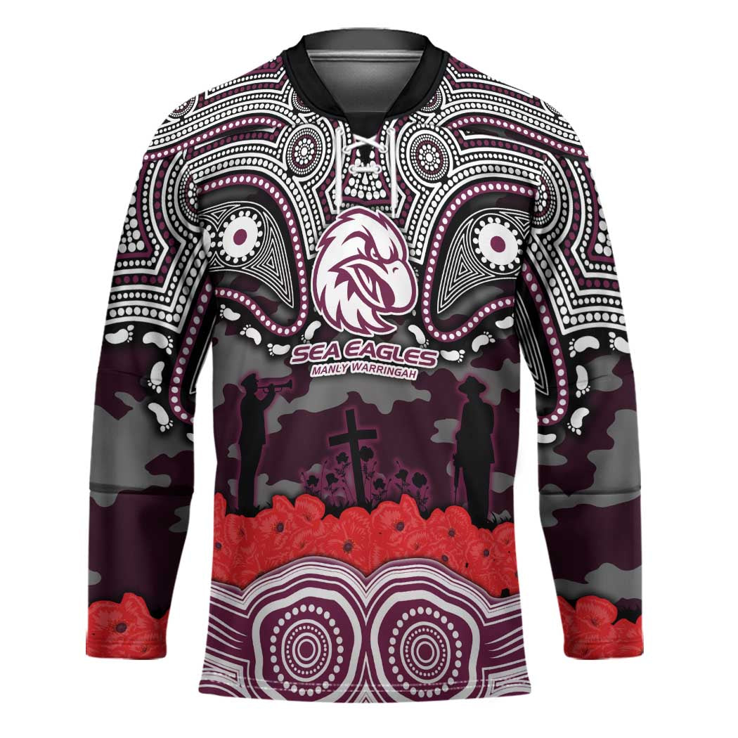 ANZAC Day Manly Warringah Sea Eagles Hockey Jersey Military Memorial Aboriginal Indigenous Art