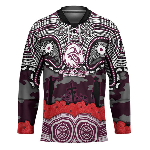ANZAC Day Manly Warringah Sea Eagles Hockey Jersey Military Memorial Aboriginal Indigenous Art