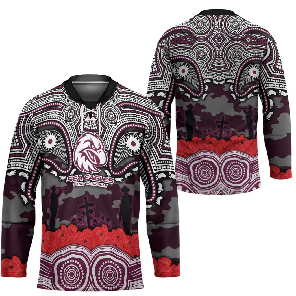 ANZAC Day Manly Warringah Sea Eagles Hockey Jersey Military Memorial Aboriginal Indigenous Art