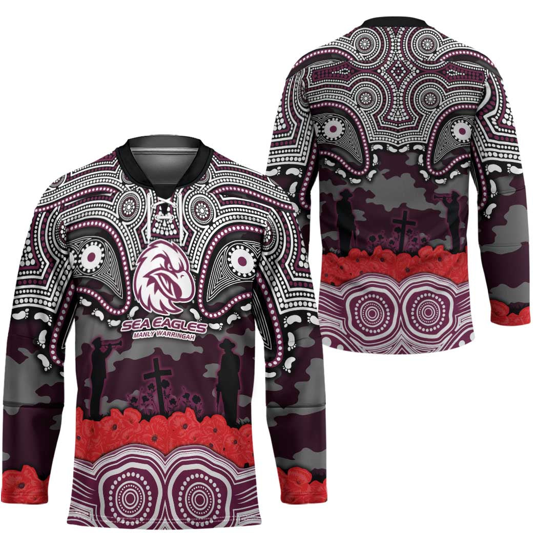 ANZAC Day Manly Warringah Sea Eagles Hockey Jersey Military Memorial Aboriginal Indigenous Art
