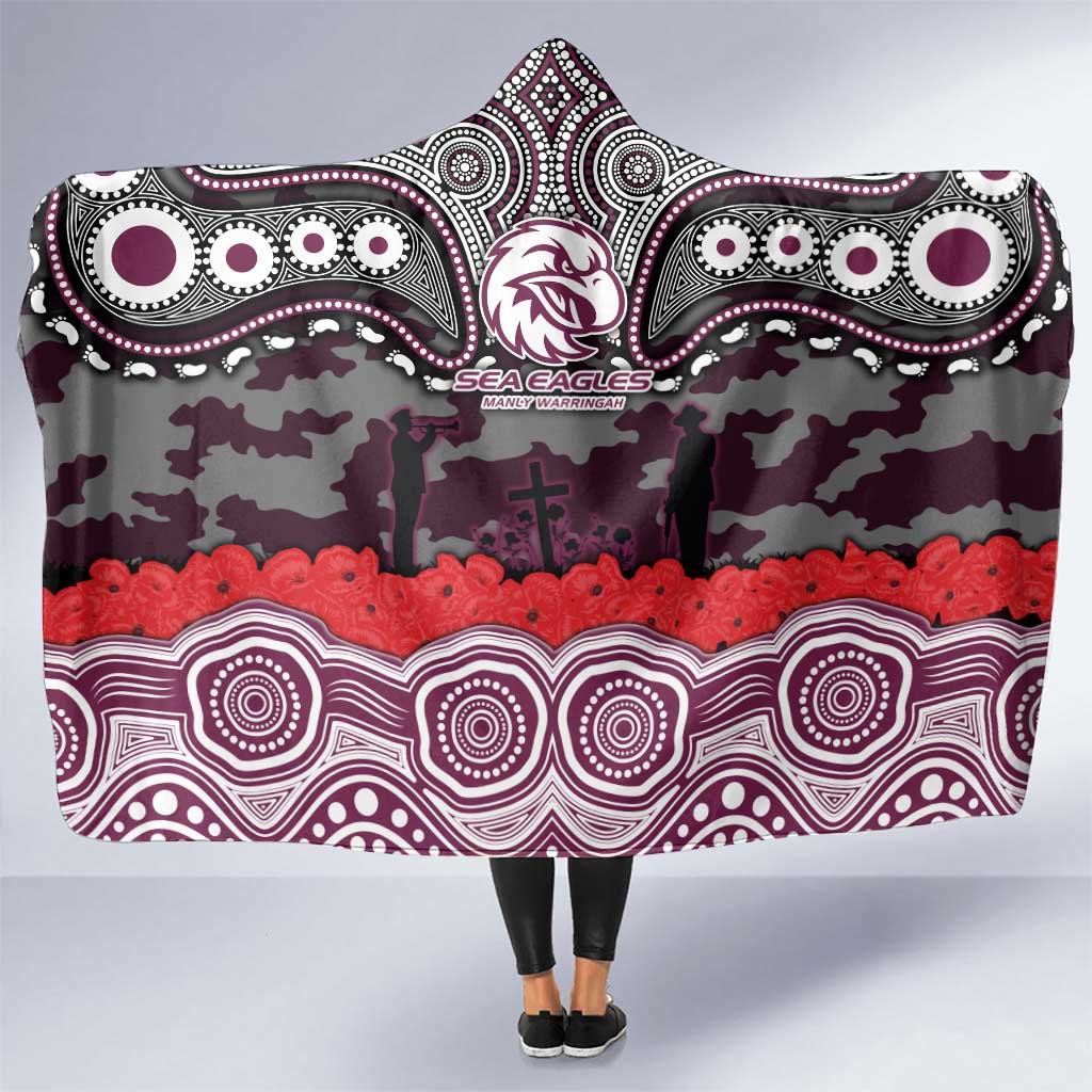 ANZAC Day Manly Warringah Sea Eagles Hooded Blanket Military Memorial Aboriginal Indigenous Art