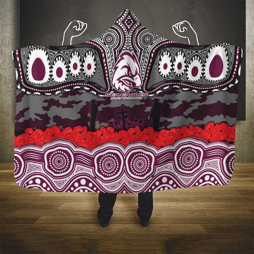 ANZAC Day Manly Warringah Sea Eagles Hooded Blanket Military Memorial Aboriginal Indigenous Art