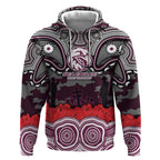 ANZAC Day Manly Warringah Sea Eagles Hoodie Military Memorial Aboriginal Indigenous Art