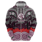 ANZAC Day Manly Warringah Sea Eagles Hoodie Military Memorial Aboriginal Indigenous Art