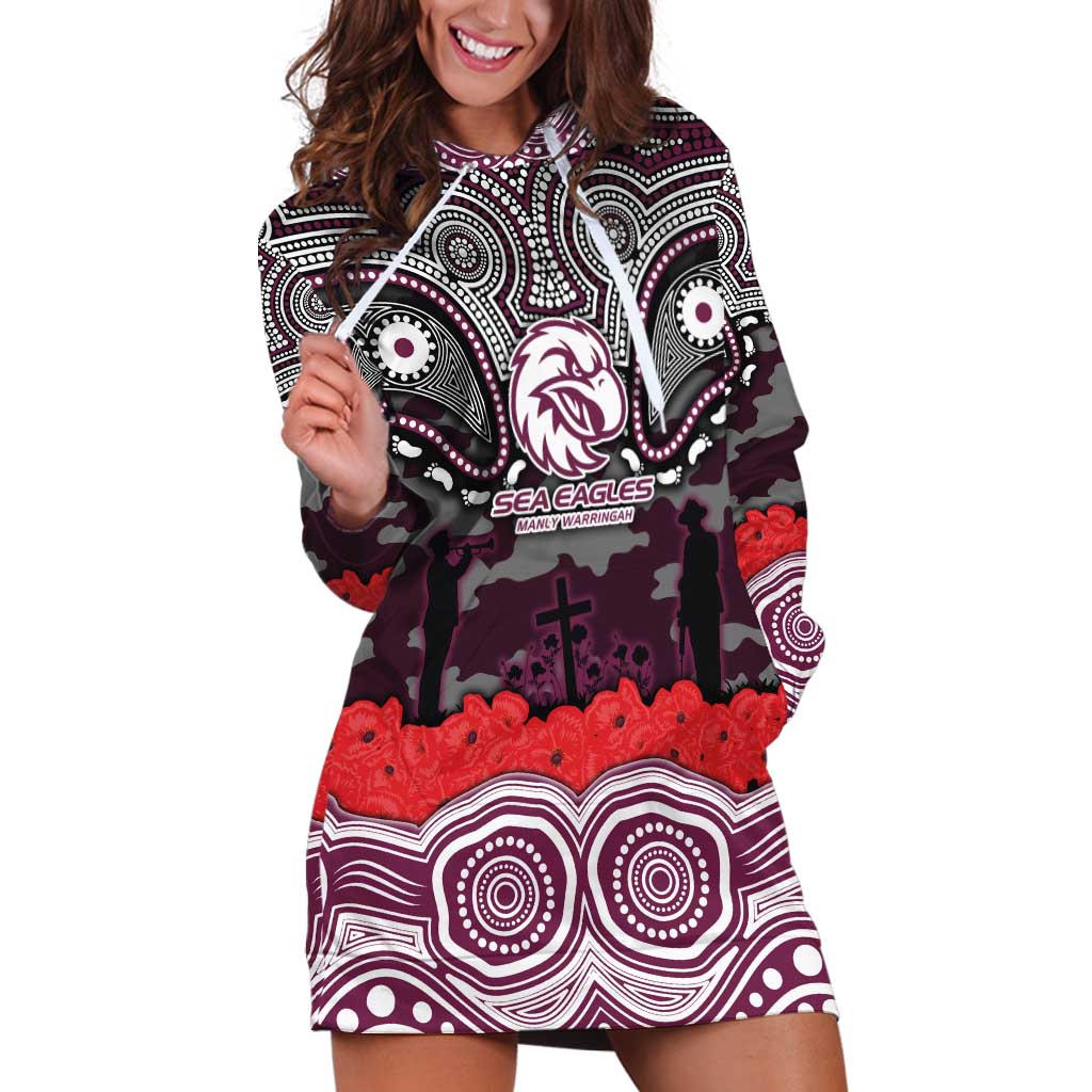 ANZAC Day Manly Warringah Sea Eagles Hoodie Dress Military Memorial Aboriginal Indigenous Art