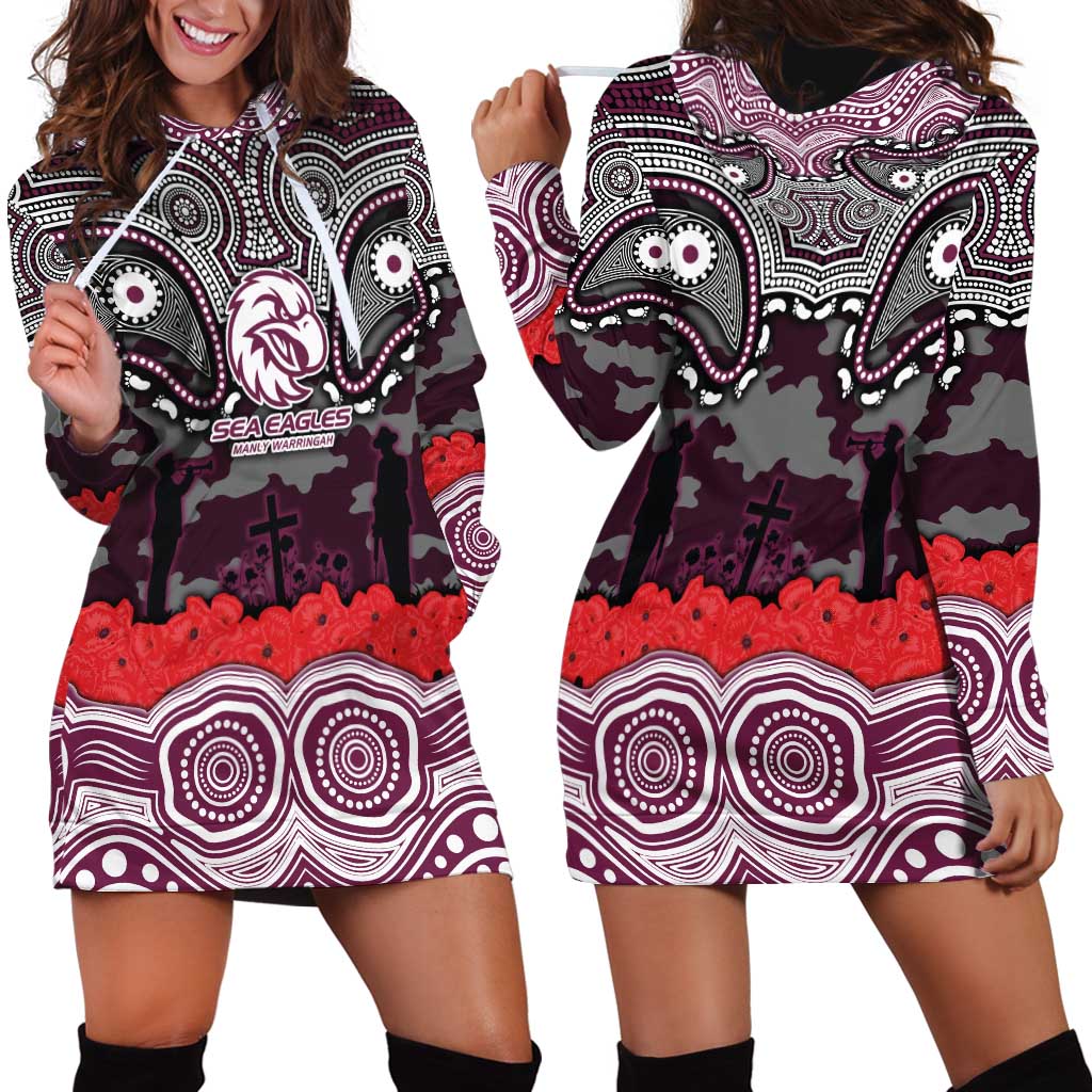 ANZAC Day Manly Warringah Sea Eagles Hoodie Dress Military Memorial Aboriginal Indigenous Art