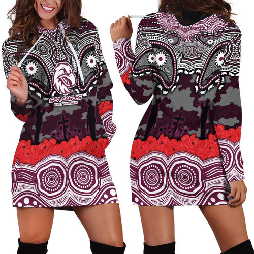 ANZAC Day Manly Warringah Sea Eagles Hoodie Dress Military Memorial Aboriginal Indigenous Art