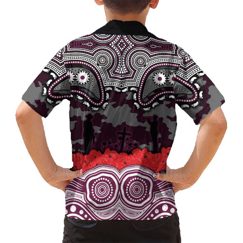 ANZAC Day Manly Warringah Sea Eagles Kid Hawaiian Shirt Military Memorial Aboriginal Indigenous Art
