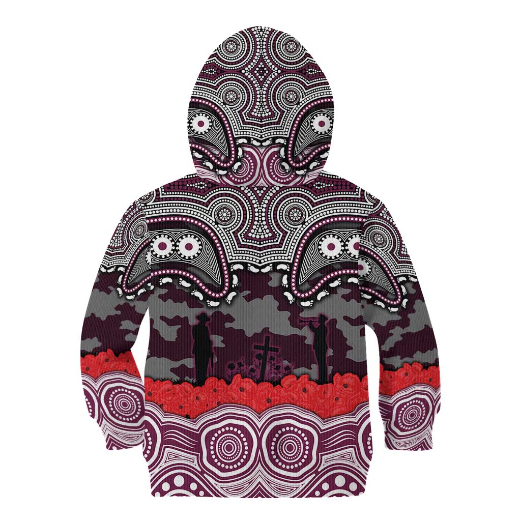 ANZAC Day Manly Warringah Sea Eagles Kid Hoodie Military Memorial Aboriginal Indigenous Art