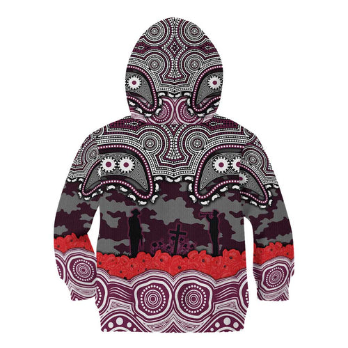 ANZAC Day Manly Warringah Sea Eagles Kid Hoodie Military Memorial Aboriginal Indigenous Art