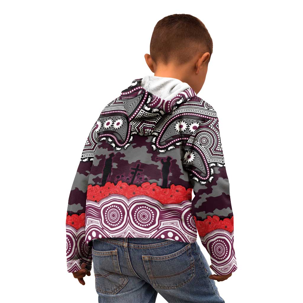 ANZAC Day Manly Warringah Sea Eagles Kid Hoodie Military Memorial Aboriginal Indigenous Art