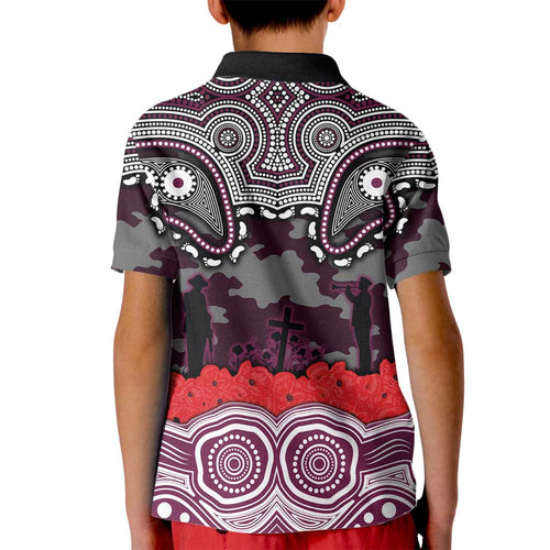 ANZAC Day Manly Warringah Sea Eagles Kid Polo Shirt Military Memorial Aboriginal Indigenous Art
