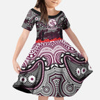 ANZAC Day Manly Warringah Sea Eagles Kid Short Sleeve Dress Military Memorial Aboriginal Indigenous Art