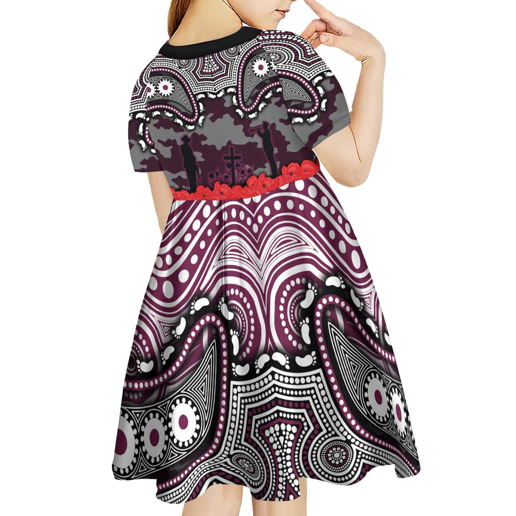 ANZAC Day Manly Warringah Sea Eagles Kid Short Sleeve Dress Military Memorial Aboriginal Indigenous Art