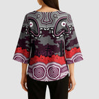 ANZAC Day Manly Warringah Sea Eagles Kimono Sleeve Blouse Military Memorial Aboriginal Indigenous Art