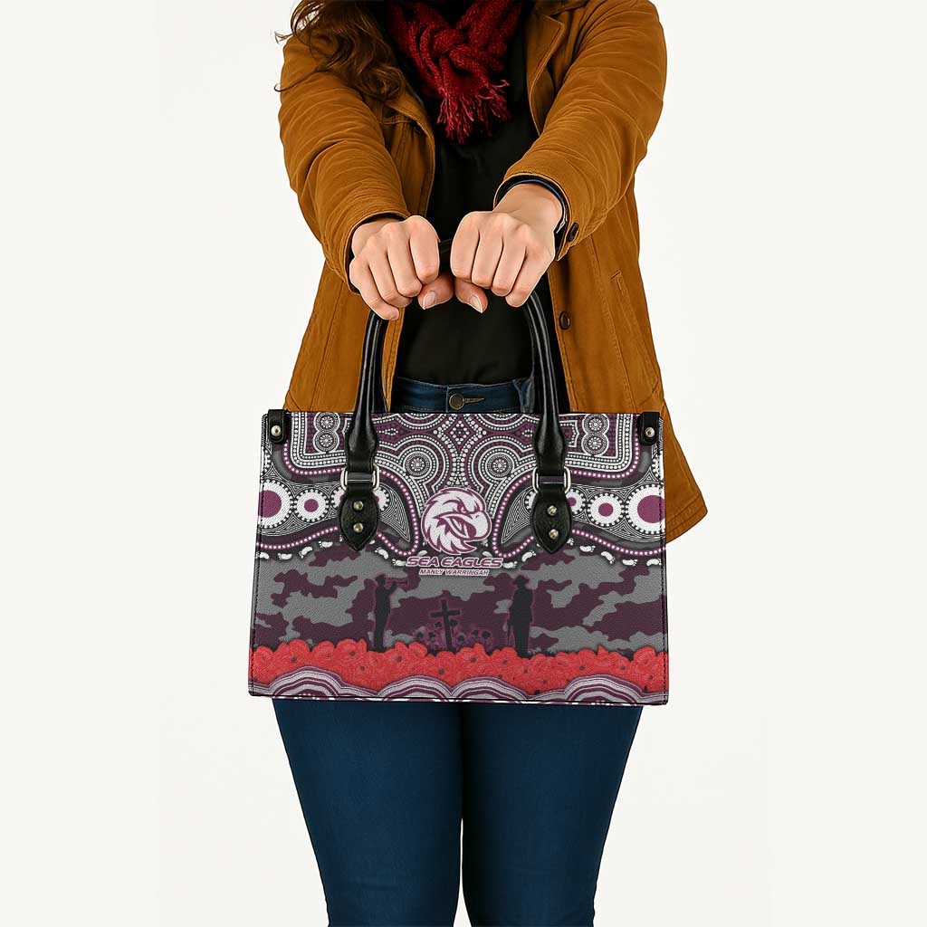 ANZAC Day Manly Warringah Sea Eagles Leather Bag Military Memorial Aboriginal Indigenous Art
