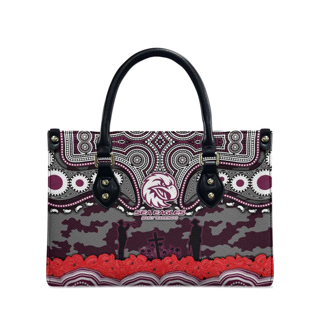 ANZAC Day Manly Warringah Sea Eagles Leather Bag Military Memorial Aboriginal Indigenous Art