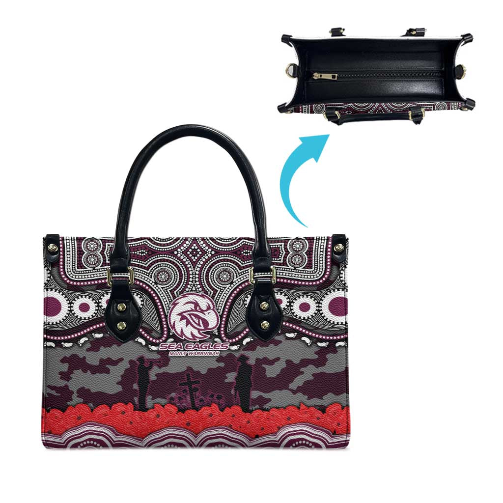 ANZAC Day Manly Warringah Sea Eagles Leather Bag Military Memorial Aboriginal Indigenous Art