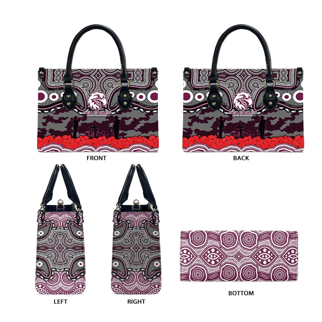 ANZAC Day Manly Warringah Sea Eagles Leather Bag Military Memorial Aboriginal Indigenous Art