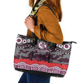 ANZAC Day Manly Warringah Sea Eagles Leather Tote Bag Military Memorial Aboriginal Indigenous Art