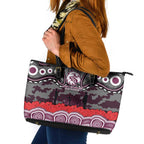 ANZAC Day Manly Warringah Sea Eagles Leather Tote Bag Military Memorial Aboriginal Indigenous Art