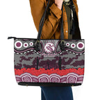 ANZAC Day Manly Warringah Sea Eagles Leather Tote Bag Military Memorial Aboriginal Indigenous Art