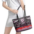 ANZAC Day Manly Warringah Sea Eagles Leather Tote Bag Military Memorial Aboriginal Indigenous Art