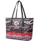 ANZAC Day Manly Warringah Sea Eagles Leather Tote Bag Military Memorial Aboriginal Indigenous Art