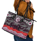 ANZAC Day Manly Warringah Sea Eagles Leather Tote Bag Military Memorial Aboriginal Indigenous Art
