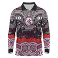 ANZAC Day Manly Warringah Sea Eagles Long Sleeve Polo Shirt Military Memorial Aboriginal Indigenous Art
