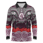 ANZAC Day Manly Warringah Sea Eagles Long Sleeve Polo Shirt Military Memorial Aboriginal Indigenous Art