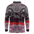 ANZAC Day Manly Warringah Sea Eagles Long Sleeve Polo Shirt Military Memorial Aboriginal Indigenous Art