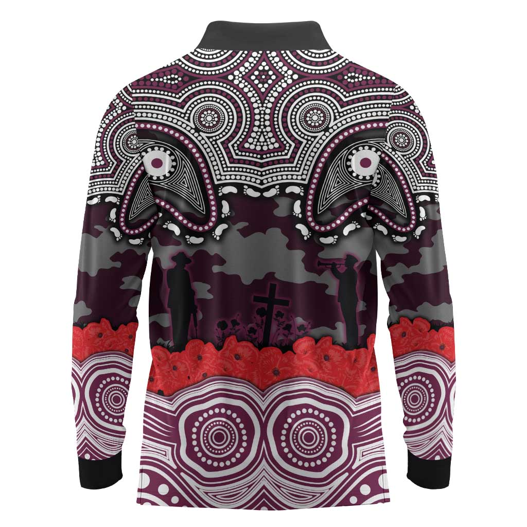 ANZAC Day Manly Warringah Sea Eagles Long Sleeve Polo Shirt Military Memorial Aboriginal Indigenous Art