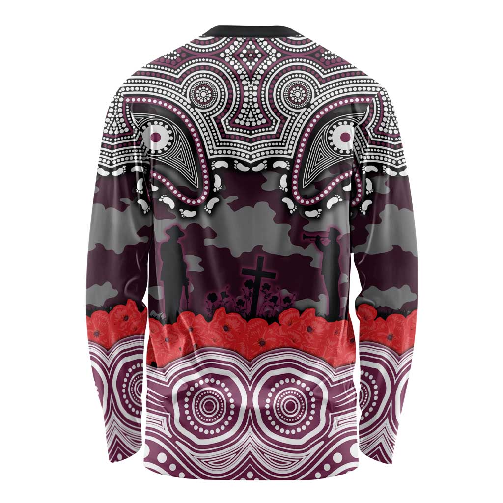 ANZAC Day Manly Warringah Sea Eagles Long Sleeve Shirt Military Memorial Aboriginal Indigenous Art