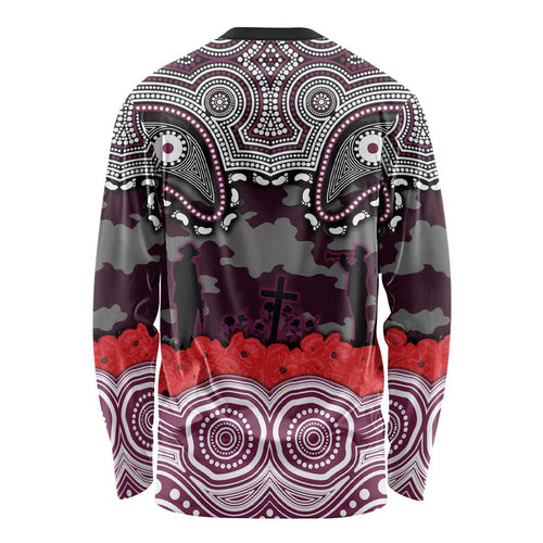 ANZAC Day Manly Warringah Sea Eagles Long Sleeve Shirt Military Memorial Aboriginal Indigenous Art