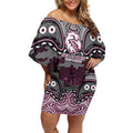 ANZAC Day Manly Warringah Sea Eagles Off Shoulder Short Dress Military Memorial Aboriginal Indigenous Art