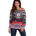 ANZAC Day Manly Warringah Sea Eagles Off Shoulder Sweater Military Memorial Aboriginal Indigenous Art